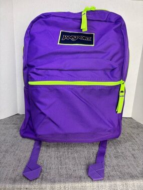 Jansport NWT Purple Backpack with Neon Lime Trim